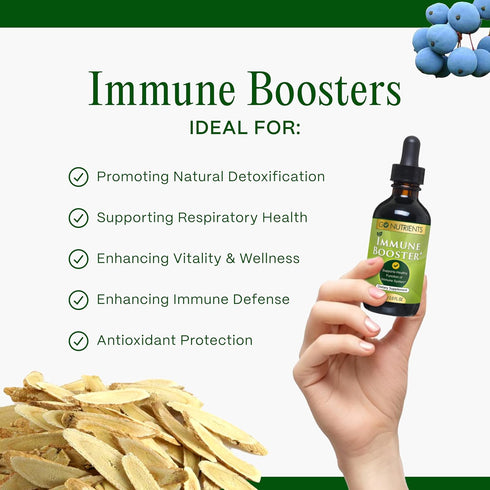 Go Nutrients Immune Booster – Liquid Herbal Support with Echinacea, Goldenseal & Usnea - 7 in 1 Enhancing Defense for Adults & Kids | 2 oz Tinctur...