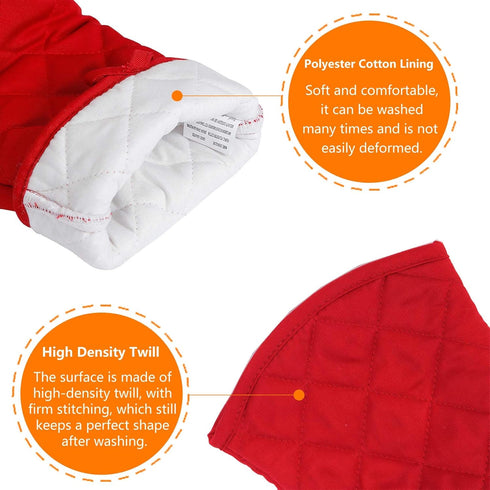 Puppet Oven Mitts Red Cotton Silicone Non-Slip Long Sleeve Arm Soft,Oven Gloves for Women Mum Hot 500? Heat Resistant Hand Safe Microwave Home Kit...