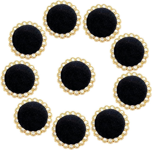 10pcs Round Shank Buttons for Sewing Black Velvet Gold Button Crafts Coats Clothes Suits Sweaters Dress Bags Decorations 34L/21mm (13/16 inch)...