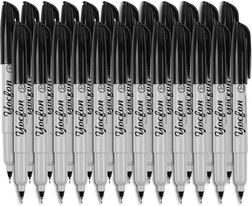 Ultra Fine Point Black Permanent Markers, 24 Pack Ultra Fine Point Black Permanent Marker set, Works on paper, Plastic, Stone, Glass, Metal...
