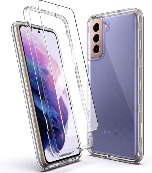 KIOMY Clear Case for Samsung Galaxy S21+ / S21 Plus 5G, 3 in 1 Shockproof Bumper Protective Phone Cover, Hybrid Design Hard PC Shell + Front Cover...
