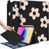 for iPad 10th Generation Case with Keyboard Pencil Holder 10.9 Inch Folio Tablet Cover Women Girls Cute Girly Teens Kawaii Black Flower Unique Des...