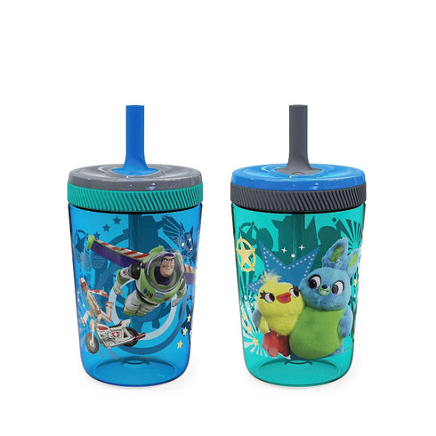 Zak Designs Kelso 15 oz Tumbler Set (Toy Story 4 - Woody & Buzz 2pc Set) Toddlers Cup Leak-Proof Screw-On Lid with Straw Made of Durable Plastic a...