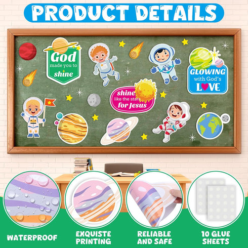 VBS Bulletin Board Set Vocation Bible School Bulletin Board Border Galaxy Astronaut Planet Back to School Religious Board Stickers for Classroom S...