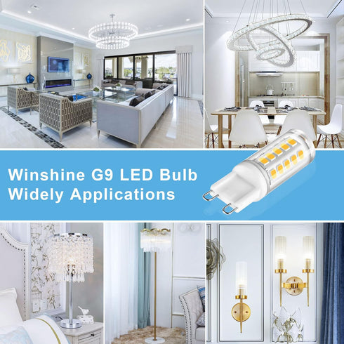 winshine 10 Pack G9 LED Bulb Bi Pin Base, 6000K Daylight 4W (40W Halogen Equivalent) T4 G9 Base Llight Bulbs for Chandeliers, 360° Beam Angle, 400...