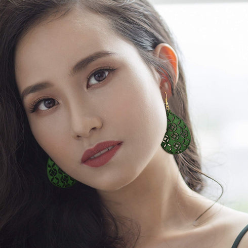 8 Pairs Women Lightweight Bohemian Earrings Wooden Teardrop Cut-Out Dangle Earrings...