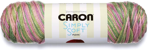 Caron Simply Soft Paints Yarn (4) Medium Worsted Gauge 100% Acrylic - 5 oz - Paints Rose Garden - Machine Wash & Dry...