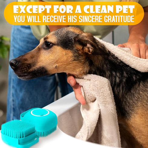 2Pcs Dog Bath Brush Scrubber - Dog Bath Brush With Soap Dispenser Dog Soap Scrubber Pet Bath Brush Pet Shampoo Brush for Dogs Bath - Dog Shampoo B...