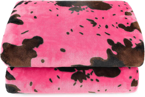 Cute Hot Pink Blanket for Kids Soft Strawberry Pink Small Girls Toddler Blanket Cow Print Gifts Decor Stuff for Birthday Holidays...