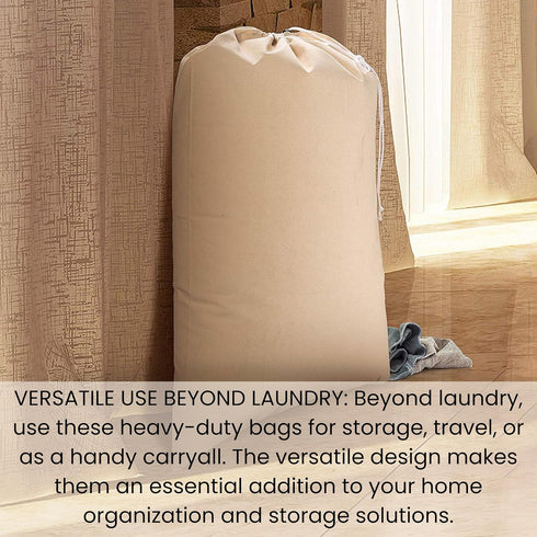 Cotton Clinic 2 Pack Set Cotton Laundry Bags for Delicates, Laundry Bags Canvas Extra Large 24"x36", Multi Purpose Bags, Heavy Duty Natural Drawst...