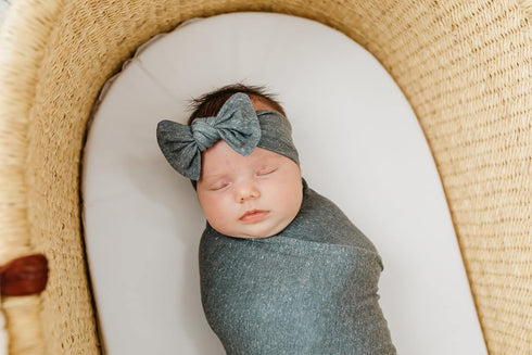 Copper Pearl Baby Bows: Stylish Headbands for Baby Girls, Premium Soft and Stretchy Baby Headbands, Perfect for Newborns, Trendy Designs - Slate...