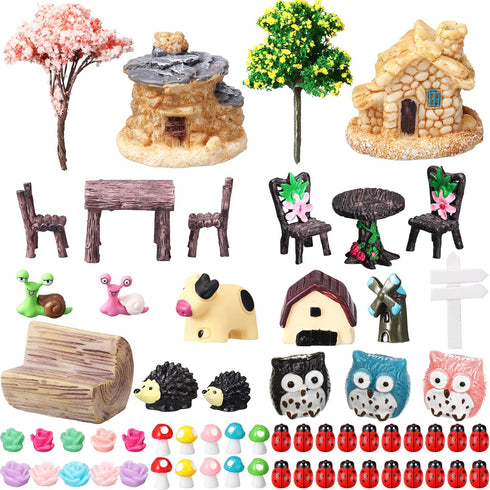 Skylety 64 Pieces Miniature Garden Accessories Mini Animals Miniature Ornament Kit Animal Figurines Animals Miniature Micro Landscape Accessories ...