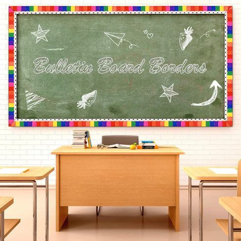 49 Feet Bulletin Board Borders School Themed Decorative Stickers Confetti Teaching Press Border for School Classroom Chalkboard Decoration...