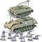 Army Tank and Army Men Toys Playset, 2pc 1:72 US Tank-4 Models & 10pc Toy Soldiers, Olive Drab Green WW2 Military Vehicle for Boys...