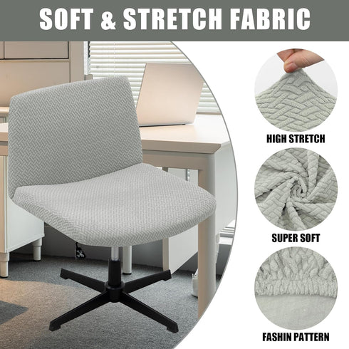 MINGPINHUIUS Armless Adjustable Chair Cover: Accent Vanity Chair Cover Mid Back Wide Slipper Chair Office Desk Swivel Chair,for Living Room Bedroo...