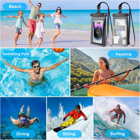 2 Pcs Large Waterproof Phone Pouch, Floating Waterproof Phone Case for iPhone 15 14 Pro Max 13 Plus 12 11 Samsung Up to 7.2'', Water Proof Protect...