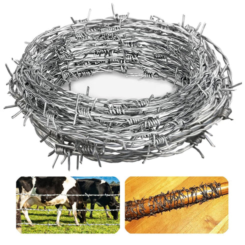 4 Point Barbed Wire, 18 Gauge Real Barb Wire Roll 20 Feet Barbwire for Fence, Baseball Bat, Bird Feeder, Garden & Crafts...