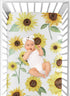 Sweet Jojo Designs Yellow, Green and White Sunflower Boho Floral Girl Baby or Toddler Nursery Fitted Crib Sheet - Farmhouse Watercolor Flower...