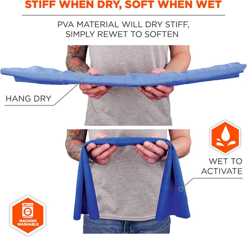 Ergodyne 6603-2PK Chill Its 6603 Cooling Neck Wrap, Long Lasting Cooling Relief, 2-Pack,Blue...