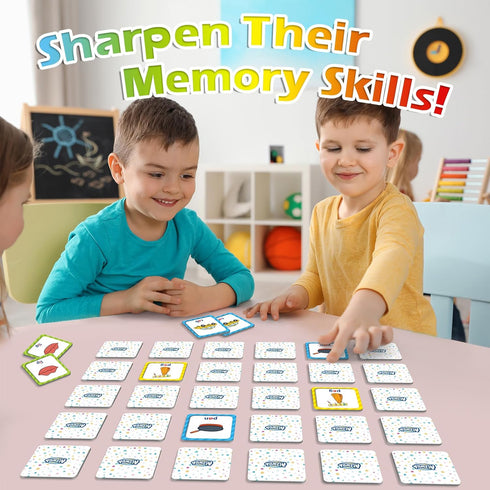 CVC Word Match Game,Memory Game, 60 Pcs Toddler Card Games for Kids Ages 3 4 5 6,Phonics Games Flash Cards for Preschool Kindergarten Learning Act...