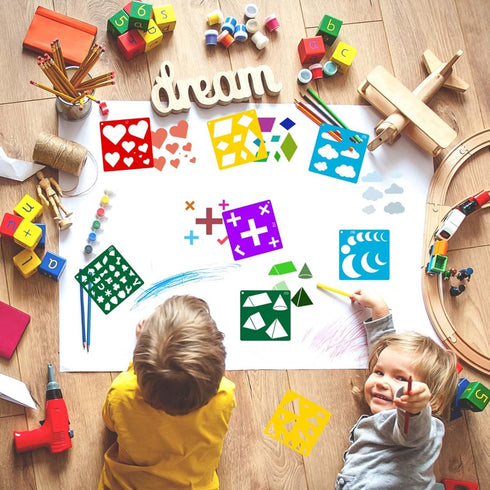 20 Pcs Kids Drawing StencilShape Tracing Templates Basic Shape Templates Geometry Shape Stencils Reusable DIY Painting Stencils for Kids Boys Girl...