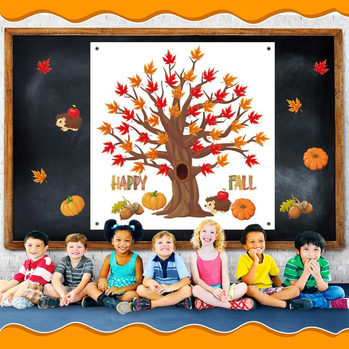 Tatuo 125 Pcs Classroom Tree Bulletin Board Set 47 x 46 Inch Tree Background Owl Leaves Dot Bulletin Board Cutouts for Elementary School Teacher C...