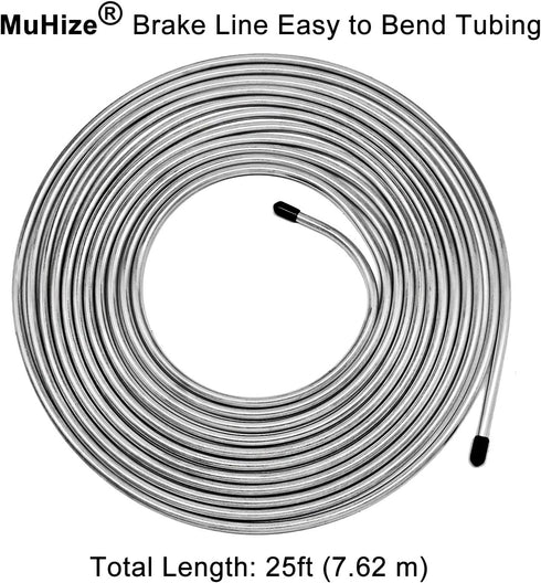 MuHize 3/16 Brake Line - 25 ft Zinc-Coated Professional Brake Tube(2024 New), Roll 25 Ft. of 3/16 Rustproof Steel Tubing, Corrosion Protection...