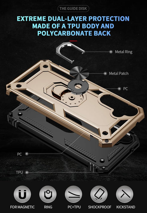 PASNEW for S23 FE Case,360° Ring Kickstand Magnetic Car Holder,Military Shockproof Drop Protection Hard Shell,Phone Cases for Samsung Galaxy S23 F...