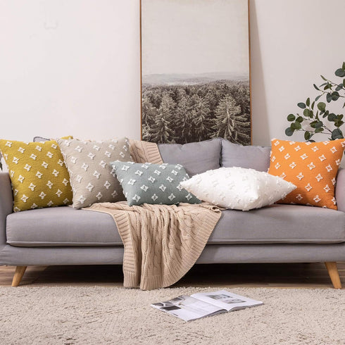 MIULEE Set of 2 Decorative Throw Pillow Covers Rhombic Jacquard Pillowcase Soft Square Cushion Case for Cute Couch Sofa Bed Bedroom Living Room, 2...