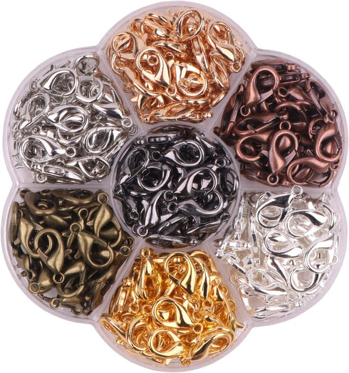 YAKA 245pcs 1 Box 7 Colors Alloy Lobster Clasp DIY Jewelry Bracelet Necklace Making Fastener Hooks (16x9mm)...