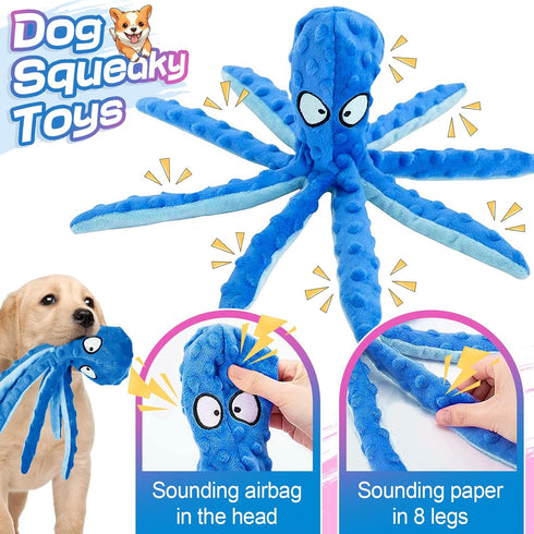 Alphatool Squeaky Dog Toys, Octopus Toys for Aggressive Chewers, Tough No Stuffing Plush Large Dogs, Crinkle Interactive Puppy Small Medium Dogs (...