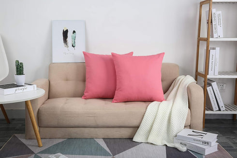 TangDepot Handmade Decorative Solid 100% Cotton Canvas Throw Pillow Covers/Cushion Covers, 45 Colors Available - (16"x16" 2 Pieces, Pink), 2 Count...