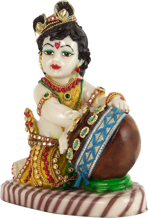 TIED RIBBONS 7” Krishna Statue - Handcrafted Resin Krishna Idol - Divine Baby Krishna Sculpture for Home Décor, Janmashtami Decoration...
