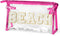 Preppy Patch Cosmetic Bag - Summer BEACH Chenille Varsity Letter Toiletry Bag Transparent PVC Zipper Makeup Bag Waterproof Portable Travel Beach B...