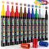 Paint Markers Pens, 12 Colors Oil-Based Waterproof Fancy Paint Markers, Quick Dry Permanent Push Markers Set for Tire, Rock, Wood, Plastic, Canvas...