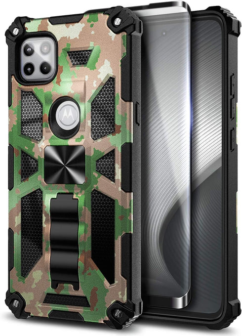 NZND for Motorola One 5G Ace Case (One 5G UW Ace) with Tempered Glass Screen Protector (Maximum Coverage), Full-Body Protective Shockproof [20FT M...