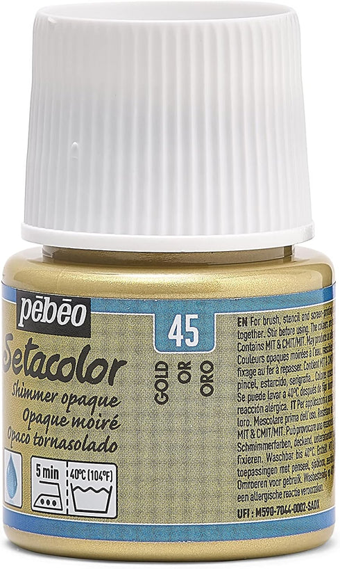 Pebeo Setacolor Opaque Fabric Paint 45-Milliliter Bottle, Shimmer Gold, 1.5 Fl Oz (Pack of 1)...