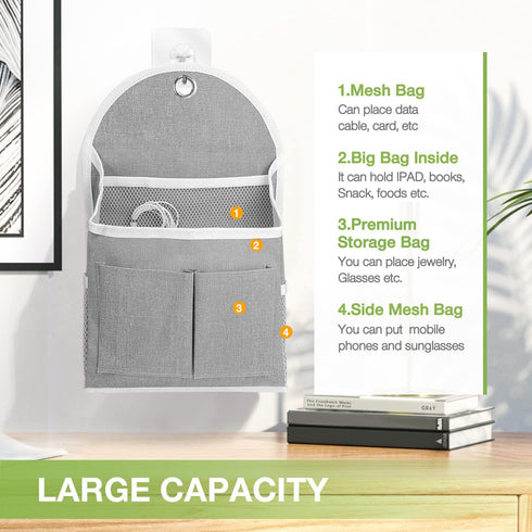 2 Pack Wall Hanging Organizer Bag with Pockets Fabric Storage Bag Basket Caddy Waterproof 01 01...