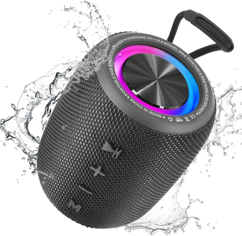 Portable Bluetooth Speaker, BT5.3 Wireless Speaker 20W Bass Diaphragms with Multi LED Light Dynamic Modes, IPX6 Waterproof 16H Playtime supports F...