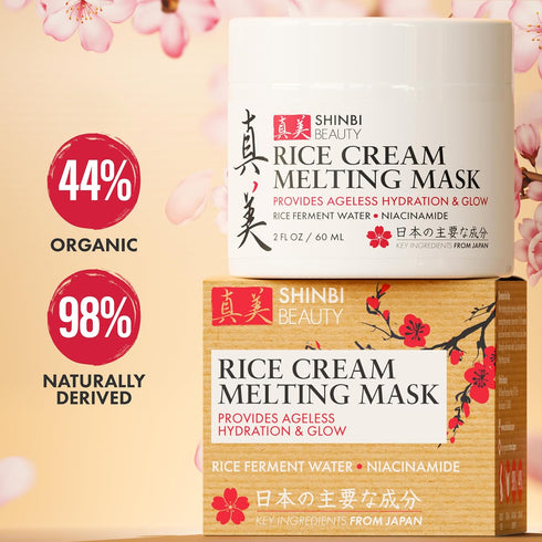Japanese Rice Mask for Face - Organic Face Mask Skincare - Japanese Skin Care Products for Anti Aging Anti Wrinkle J Beauty Glow 1oz...
