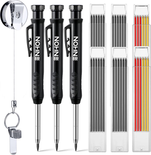 Enhon 43 Pcs Carpenter Pencils Set, Construction Pencils with Sharpener and 39 Refills, Deep Hole Mechanical Carpenter Pencil Set with Retractable...