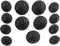 13 Jet Black Buttons Sets for Dress Blazers etc Jet Glass Sea Shell Design...