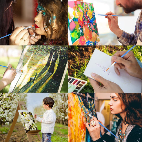 100 Pcs Paint Brushes Round Flat Small Brush Bulk for Detail Painting...