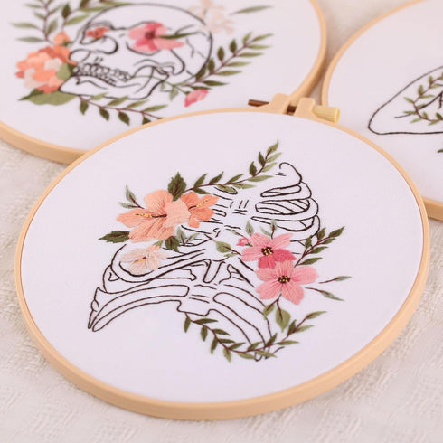 4p Embroidery starter kit with Abstract art patterns and instructions, DIY adult beginner cross stitch kits, including 2 plastic embroidery hoop, ...