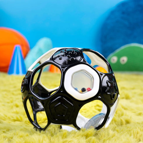 Bright Starts Oball Grippin' Goals Rattle Soccer Ball - Black & White, Easy-Grasp Toy for Newborn and Up...