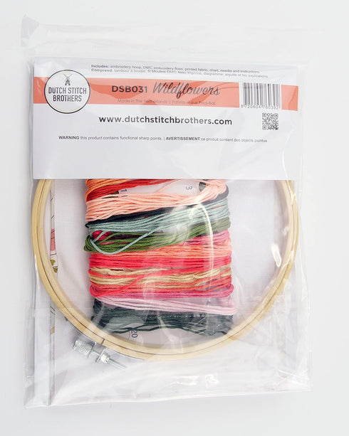 DUTCH STITCH BROTHERS Wildflower Embroidery Starter Kit with Pattern and Instructions. Stamped Embroidery Kits with Embroidery Clothes with Patter...