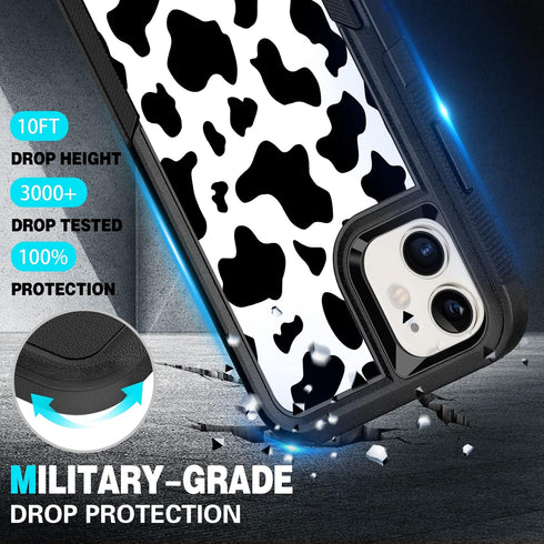 Designed for iPhone 11 Case, Heavy-Duty Tough Rugged Lightweight Slim Shockproof Protective Case for iPhone 11 6.1 Inch,Women Girls,Cute Cow Print...