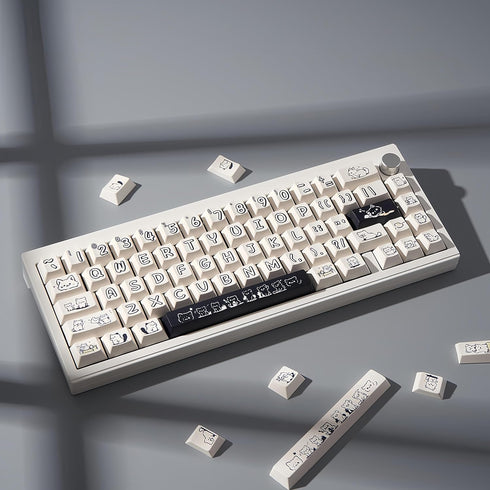PBT Keycaps Graffiti Cat Keycaps 148 Keys DYE-Sub Custom Keycaps Set, Cherry Profile Keycaps for Cherry Mx Switches ISO ANSI Layout Mechanical Key...