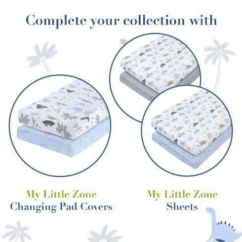 100% Cotton Changing Pad Cover for Baby Boys, Dinosaur Changing Pad Cover - Changing Table Sheets Blue - 2 Pack Changing Table Covers, 32"x16" x 8...