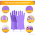 Silicone Dishwashing Gloves for Washing Dishes - Reusable Rubber Gloves for Cleaning The Home Dish Gloves for Dish Wash Pet Care Car Washing - Kit...